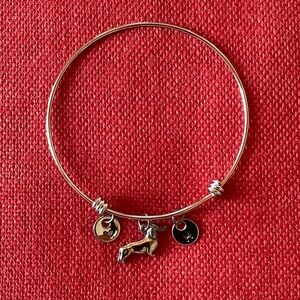 Silver Dachund Charm Bangle Bracelet